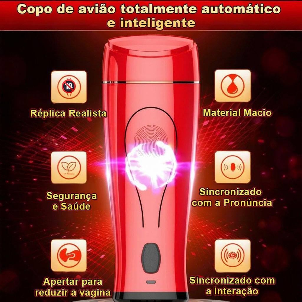 "Masturbador Masculino Automático com Vibrador - interativo com Estímulo de Vagina Falsa