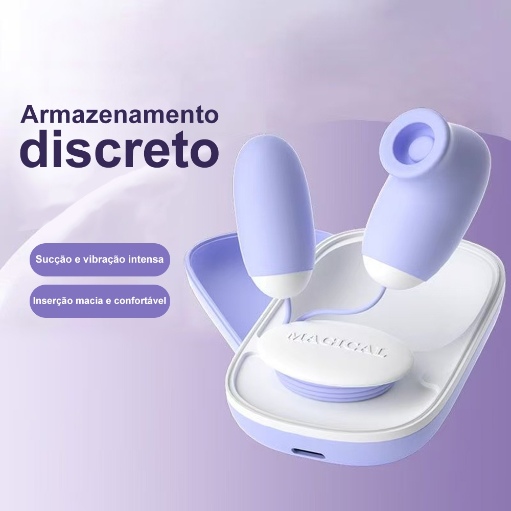 Vibrador Duplo 2 em 1 Sucção + Vibração 12 ModosUSB Silencioso Estimulador Clitoriano,razer Feminino
