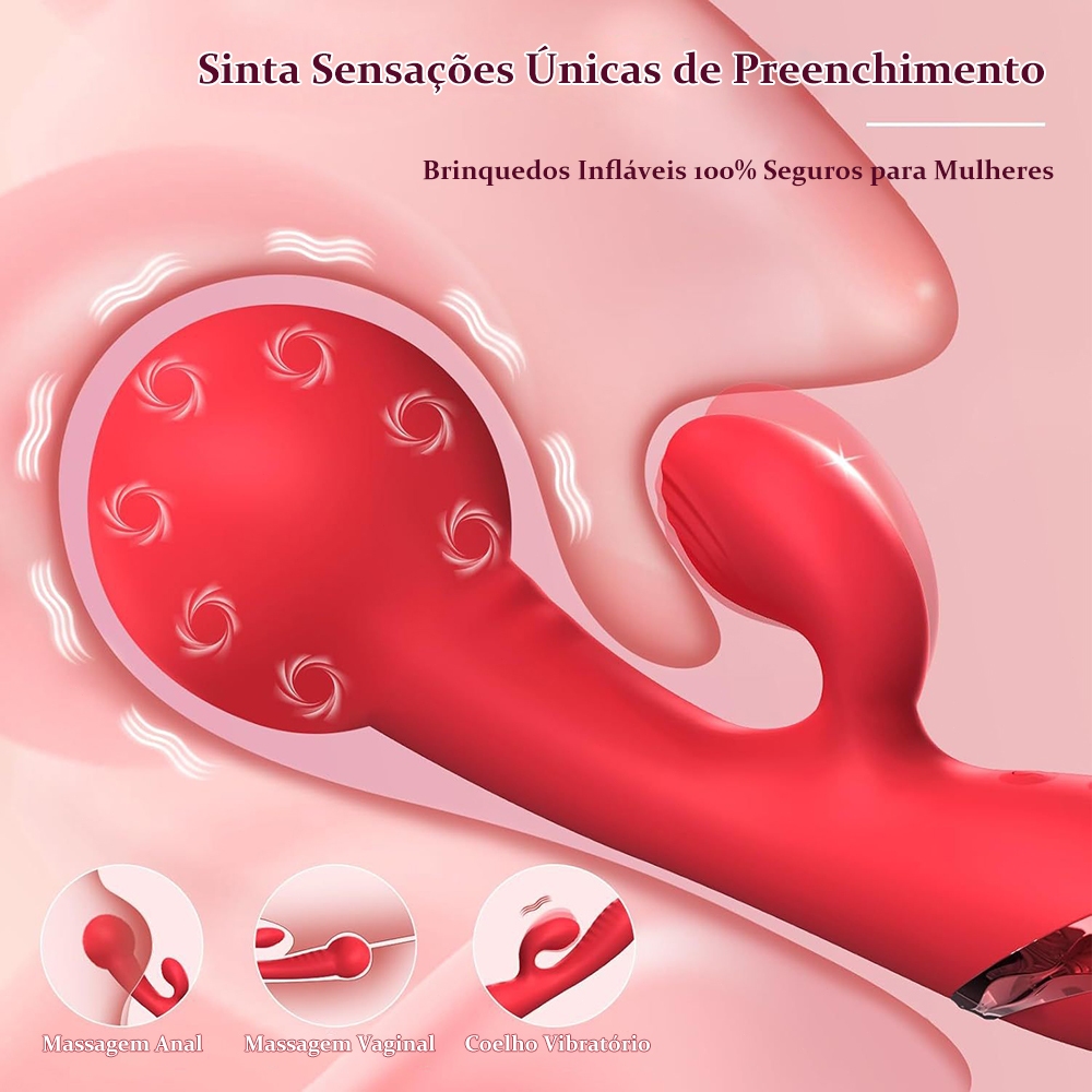 Vibrador Inflável Feminino – 10 Modos Potentes, Expansão Ajustável e Prazer Intenso