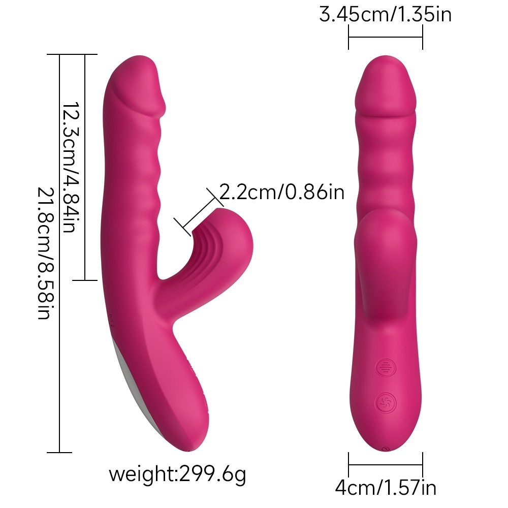 Vibrador com Sucção e Vibração 10 Modos Telescópico Recarregável Silicone Macio Impermeável Estimulador Feminino
