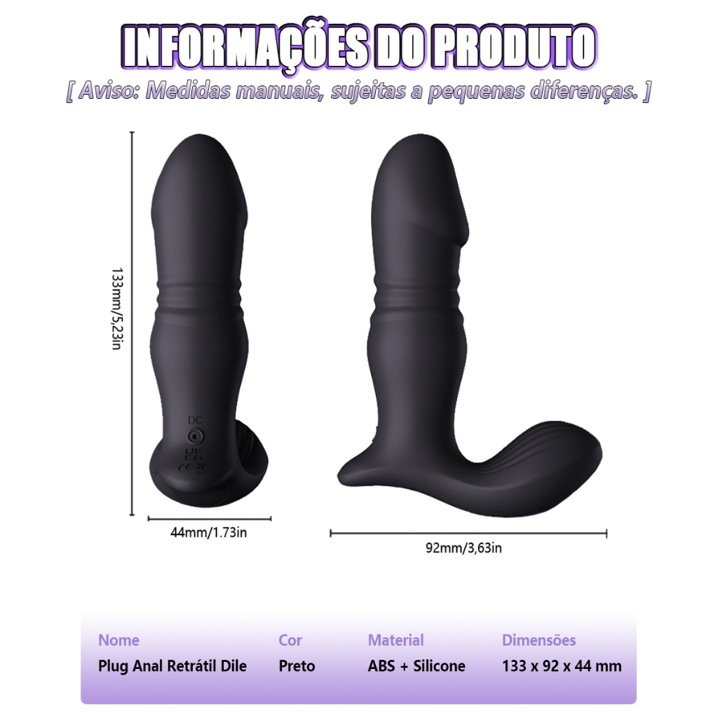 Plug Anal Vibratório APP Bluetooth 10 Modos Silicone Recarregável Silencioso à Prova D’água