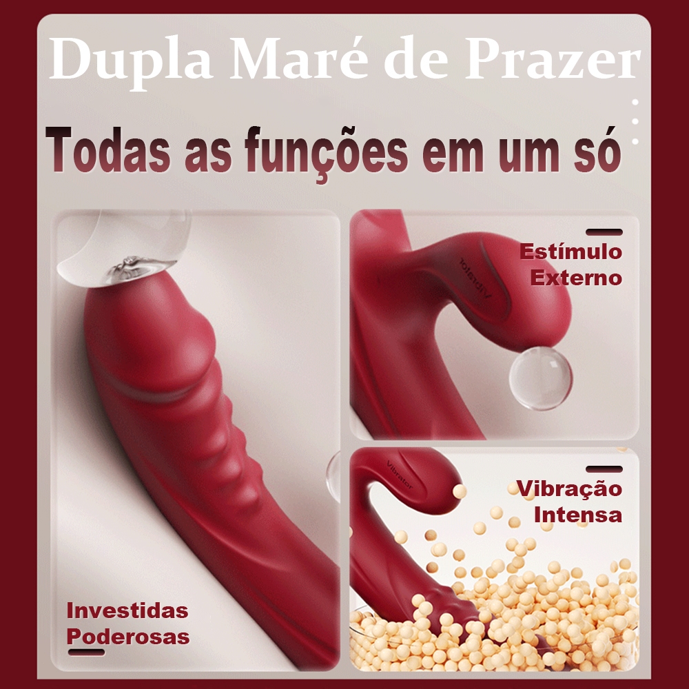Vibrador Duplo Prazer Ponto G com Estimulador Sugador Clitoriano