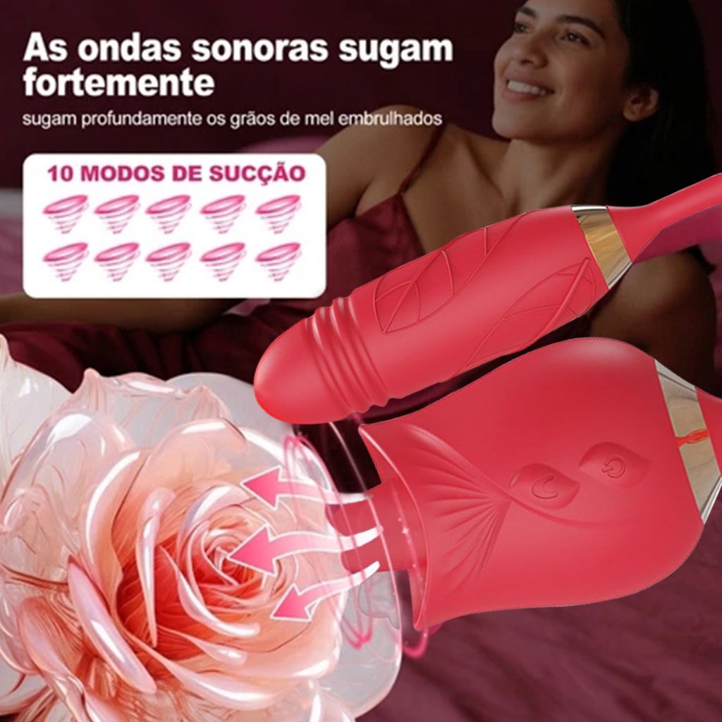 Estimulador 2 em 1 Língua Vibratória com Movimento Vai e Vem | Estimula Clitóris, Vagina e Anal, Recarregável