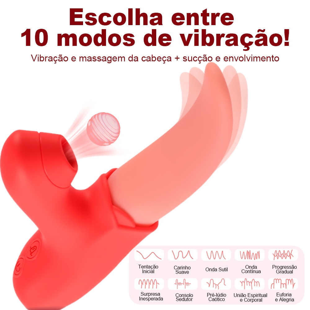 Lambendo e Vibrando Vibrador Sexual Femininos 3 em 1 vibração e Sucção Formato de Língua 17.5*7.8 cm