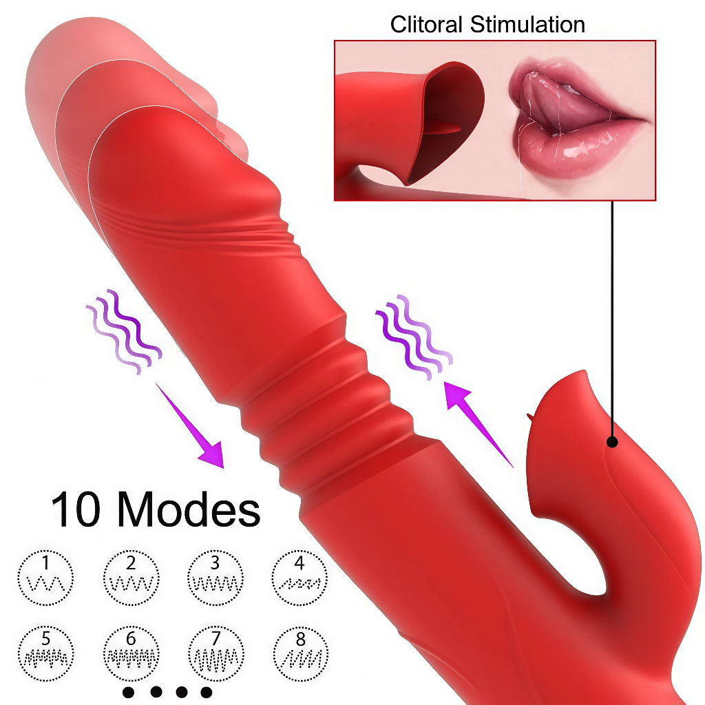Vibrador Ponto G Luxo função de Telescópico Funciona vai e vem 10 modos de vibração