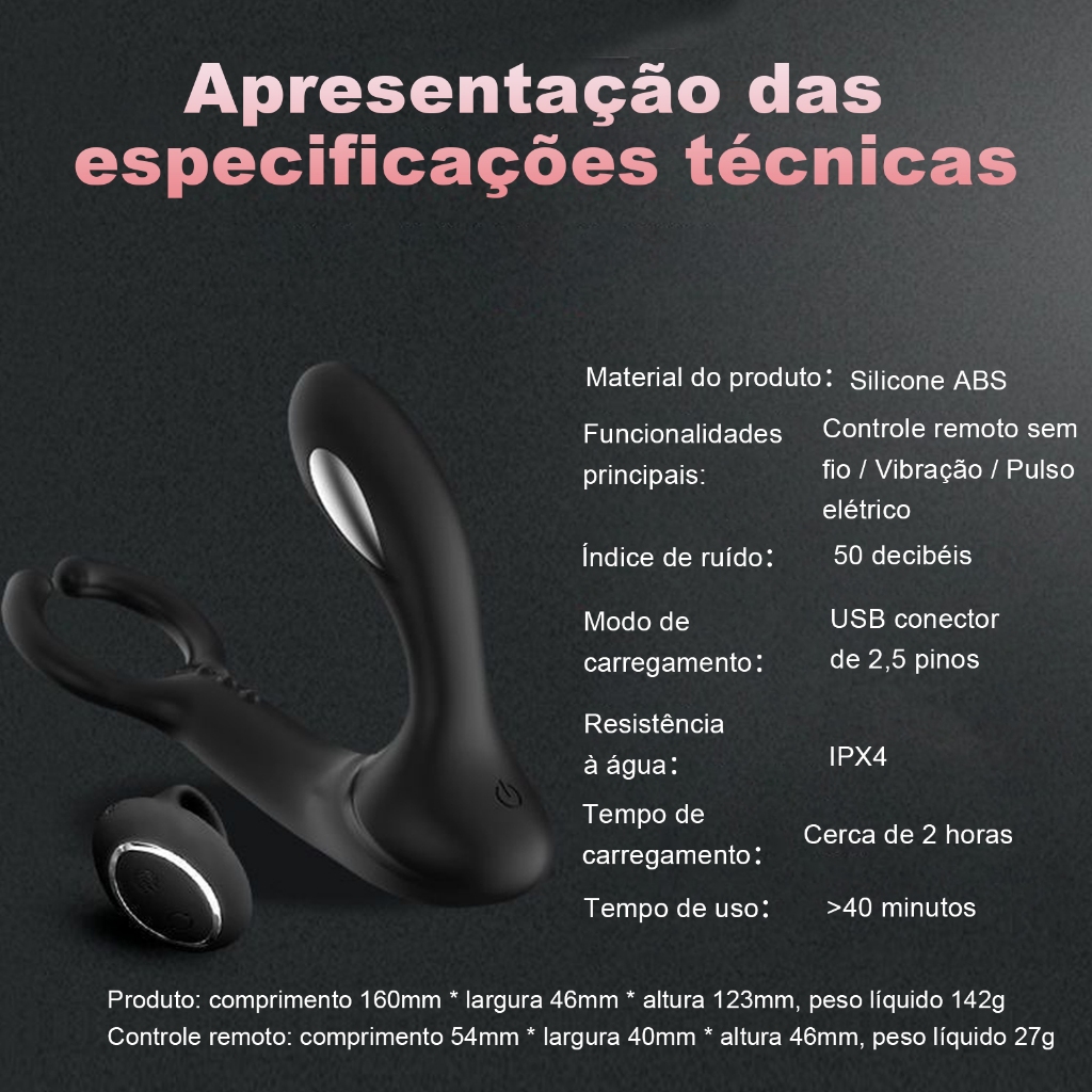 Estimulador de Próstata com Controle Remoto · Pulso Magnético · USB Recarregável · Silencioso