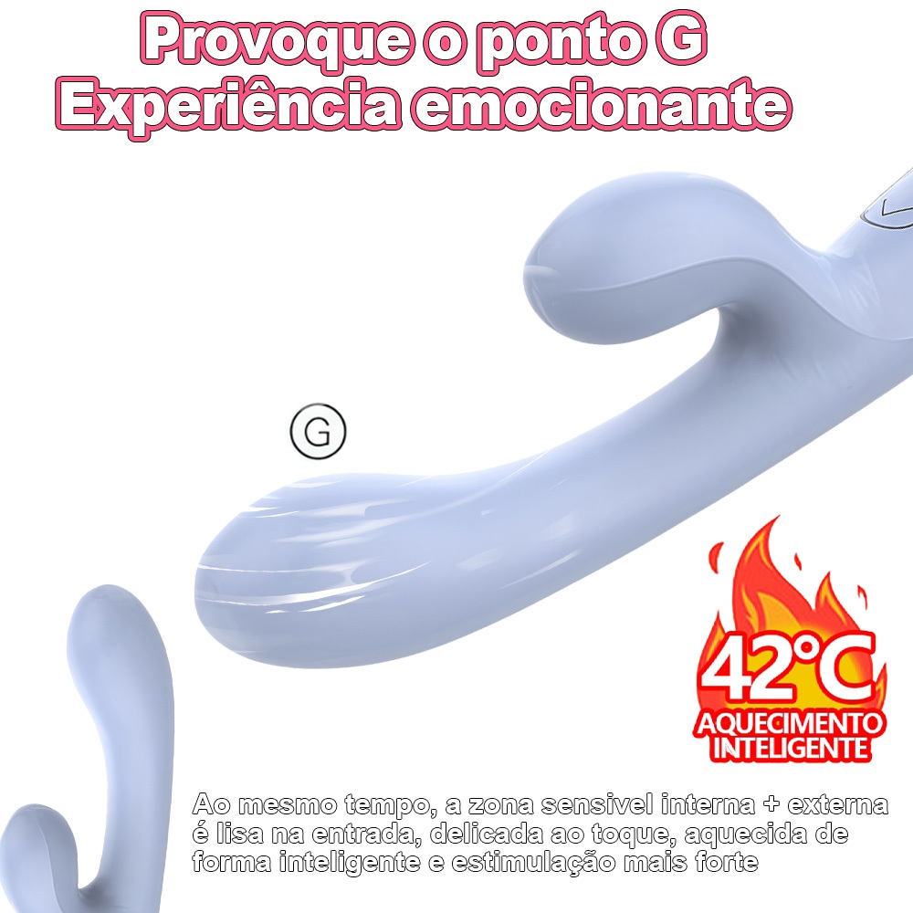 Vibrador com Aquecimento · 10 Modos · Estimulação Interna + Externa · Potente e Silencioso · USB