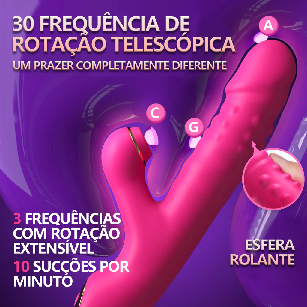 Vibrador silencioso com sucção, balanço e extensão – orgasmo garantido