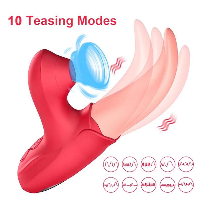 🔥Vibrador 2 em 1 Sucção + Língua USB Recarregável Silicone Macio