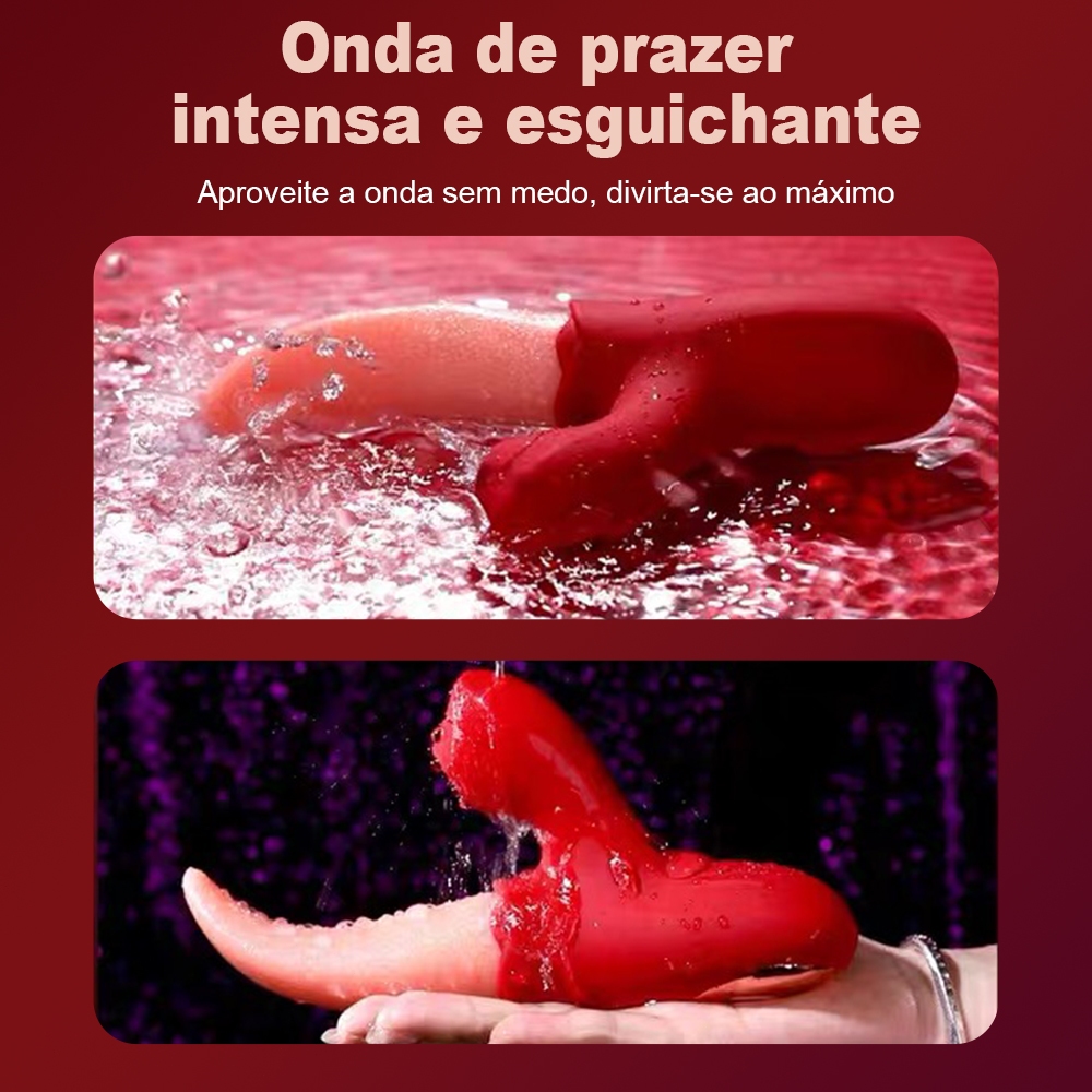 Lambendo e Vibrando Vibrador Sexual Femininos 3 em 1 vibração e Sucção Formato de Língua 17.5*7.8 cm