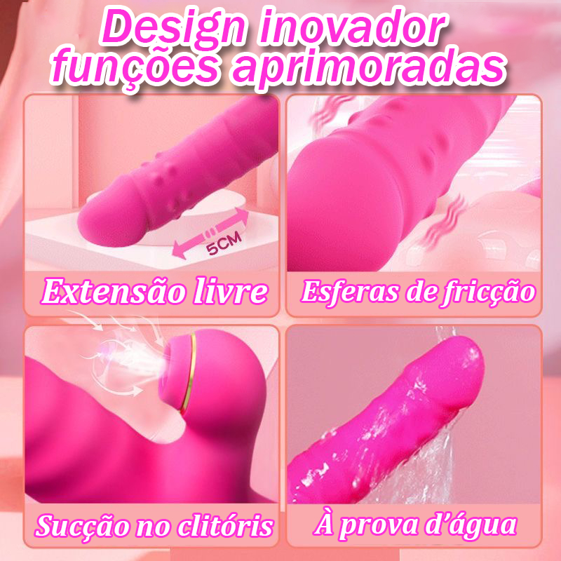 Vibrador silencioso com sucção, balanço e extensão – orgasmo garantido