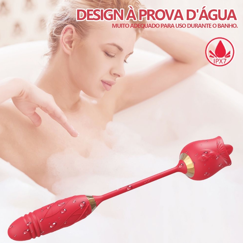 Pink Flower Shaped Double Clitoral Stimulator and Rechargeable G-Spot Vibrator for Women