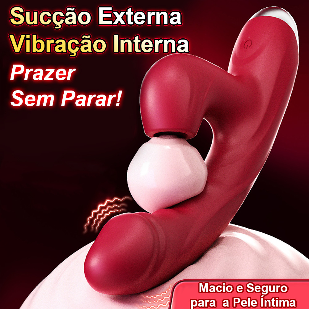 Vibrador Duplo Prazer Ponto G com Estimulador Sugador Clitoriano