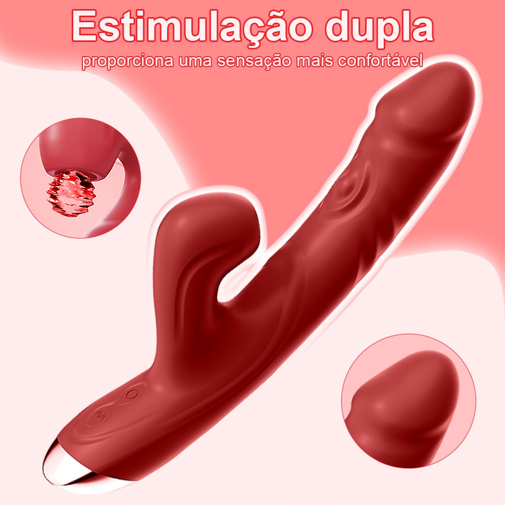 Vibrador Feminino 2 em 1 Sucção e Vibração 10 Modos Ponto G Clitóris Recarregável USB