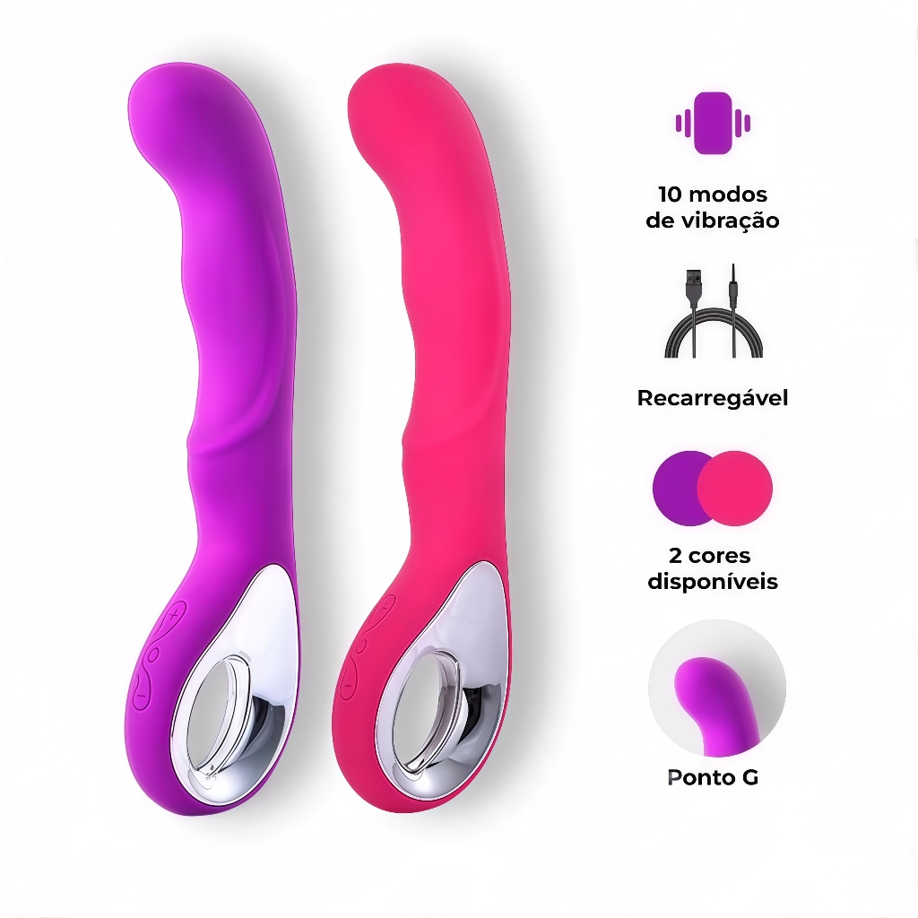 Vibrador Ponto G e Clitóris Recarregável com 10 Modos de Vibração