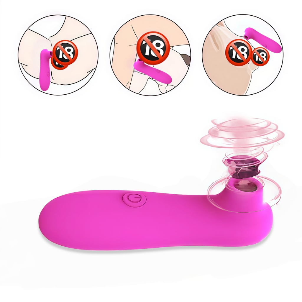 Vibrador Sugador 2 em 1: Clitóris + Mamilo | 10 Modos de Pulsação | Silicone Macio