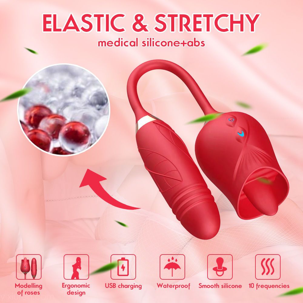 Estimulador 2 em 1 Língua Vibratória com Movimento Vai e Vem | Estimula Clitóris, Vagina e Anal, Recarregável