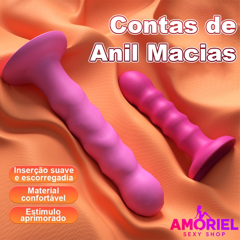 Contas Anais de Silicone Macias Plug Anal com Esferas Estímulo Progressivo Fácil de Inserir para Iniciantes