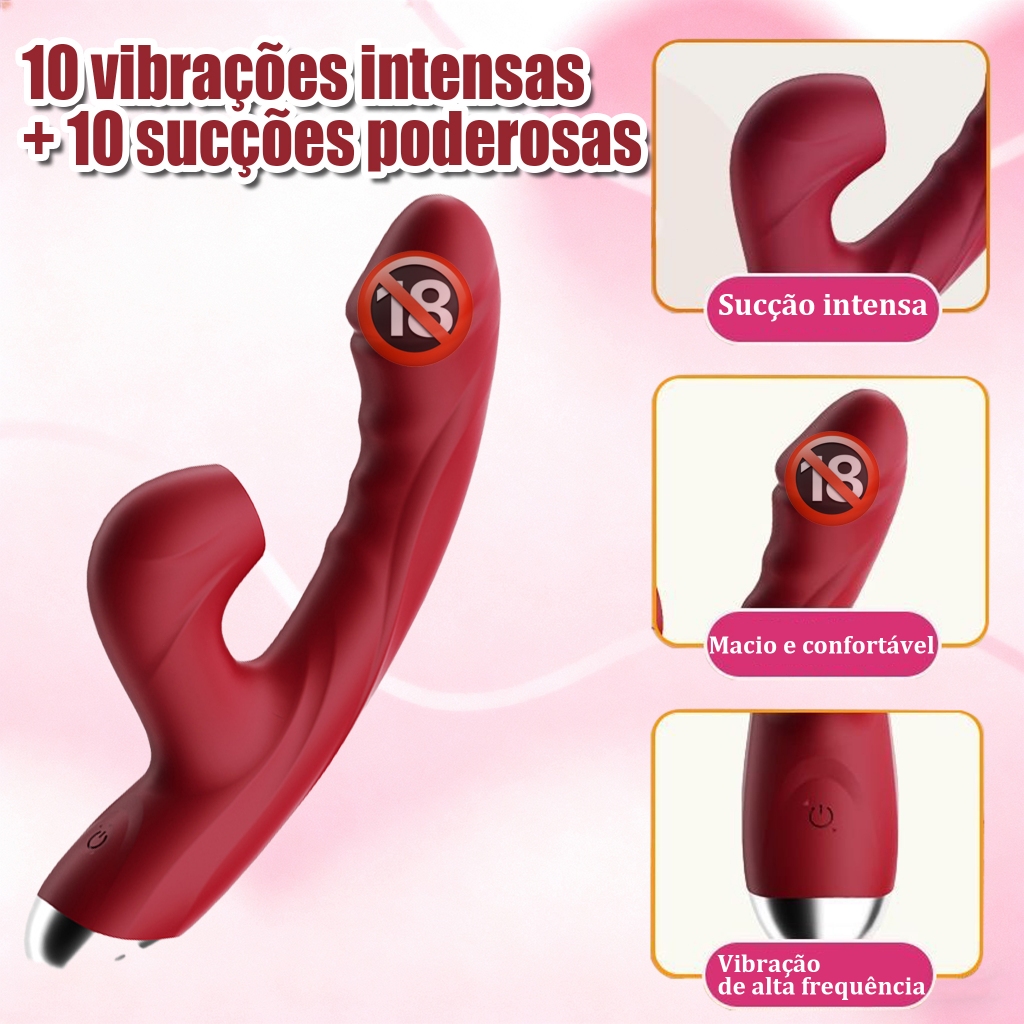 Vibrador Feminino 2 em 1 Sucção e Vibração · Silencioso · Recarregável · À Prova d’Água · Sex Shop