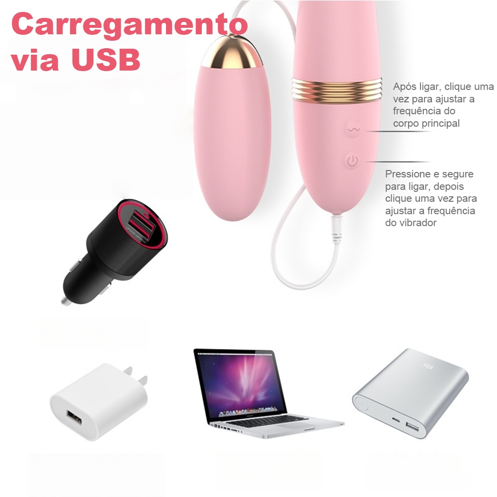 Ovo Vibratório Feminino 2 em 1 · 6 Modos Potentes · USB Recarregável · Prazer Discreto e Intenso