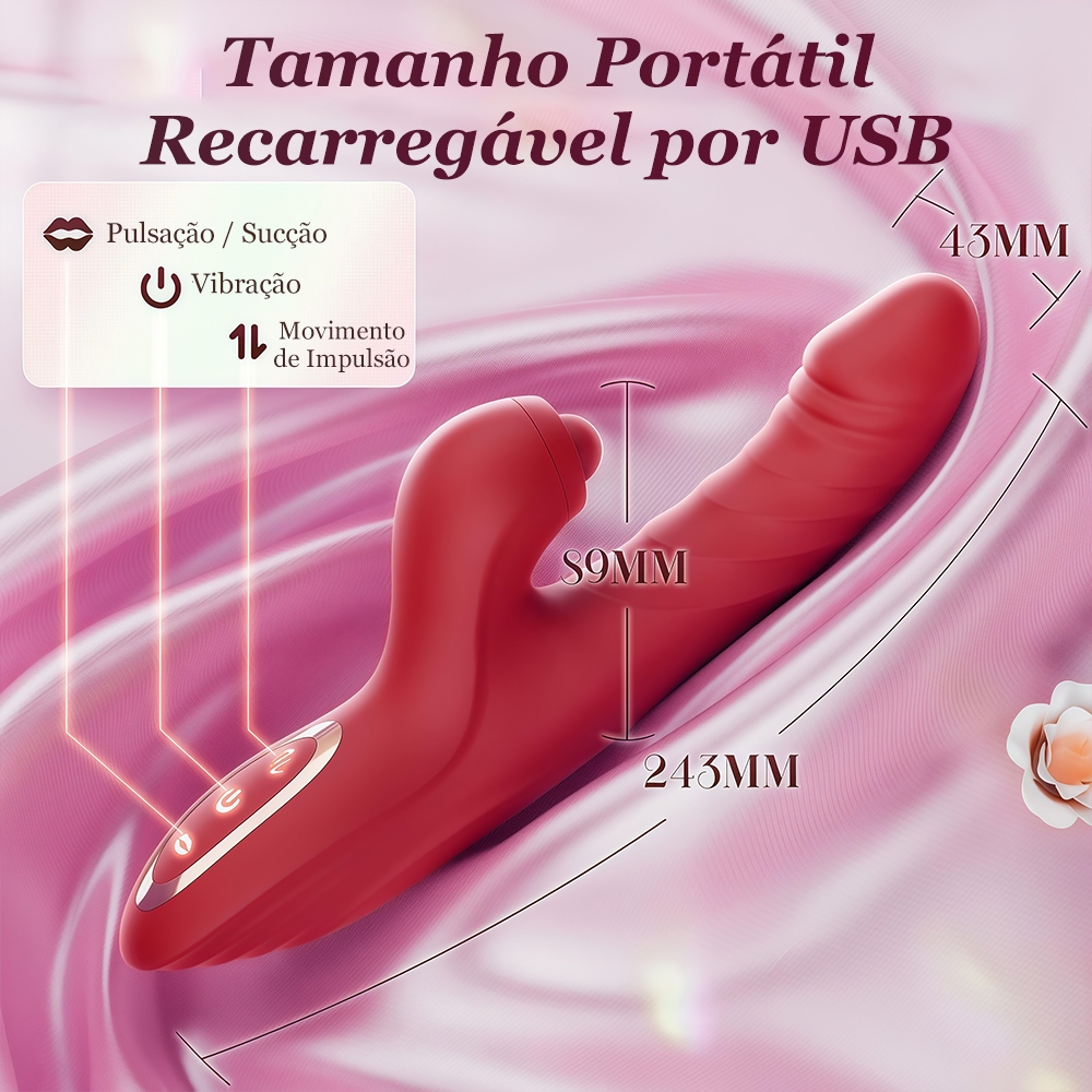 Vibrador Duplo Retrátil · Estímulo de Língua, Clitóris e Ponto G · Sensação Intensa