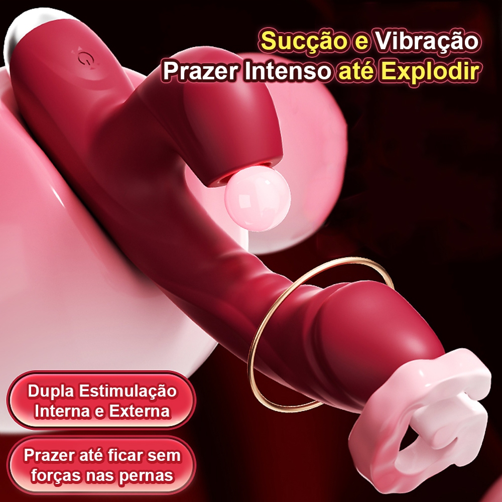 Vibrador Duplo Prazer Ponto G com Estimulador Sugador Clitoriano