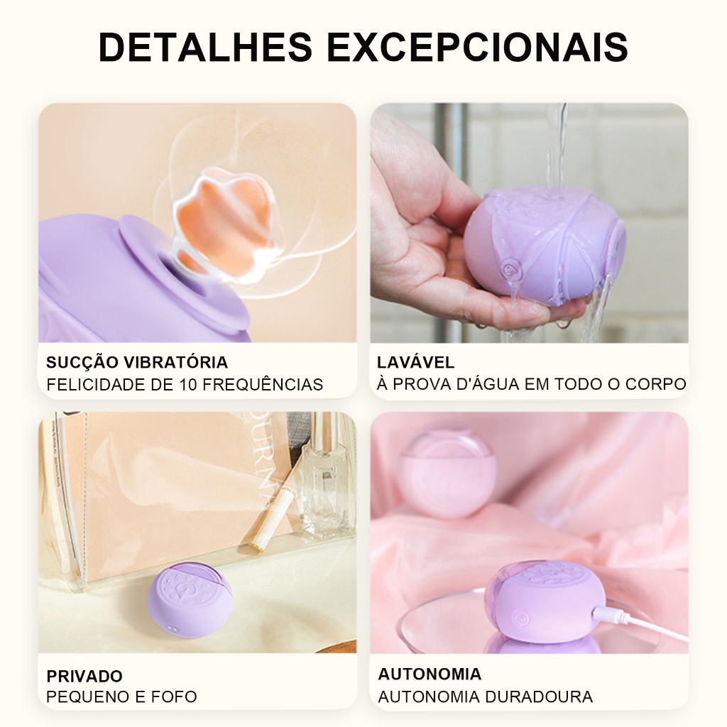 Estimulador de Clitóris Premium · Tecnologia de Sucção · Recarregável e Silencioso