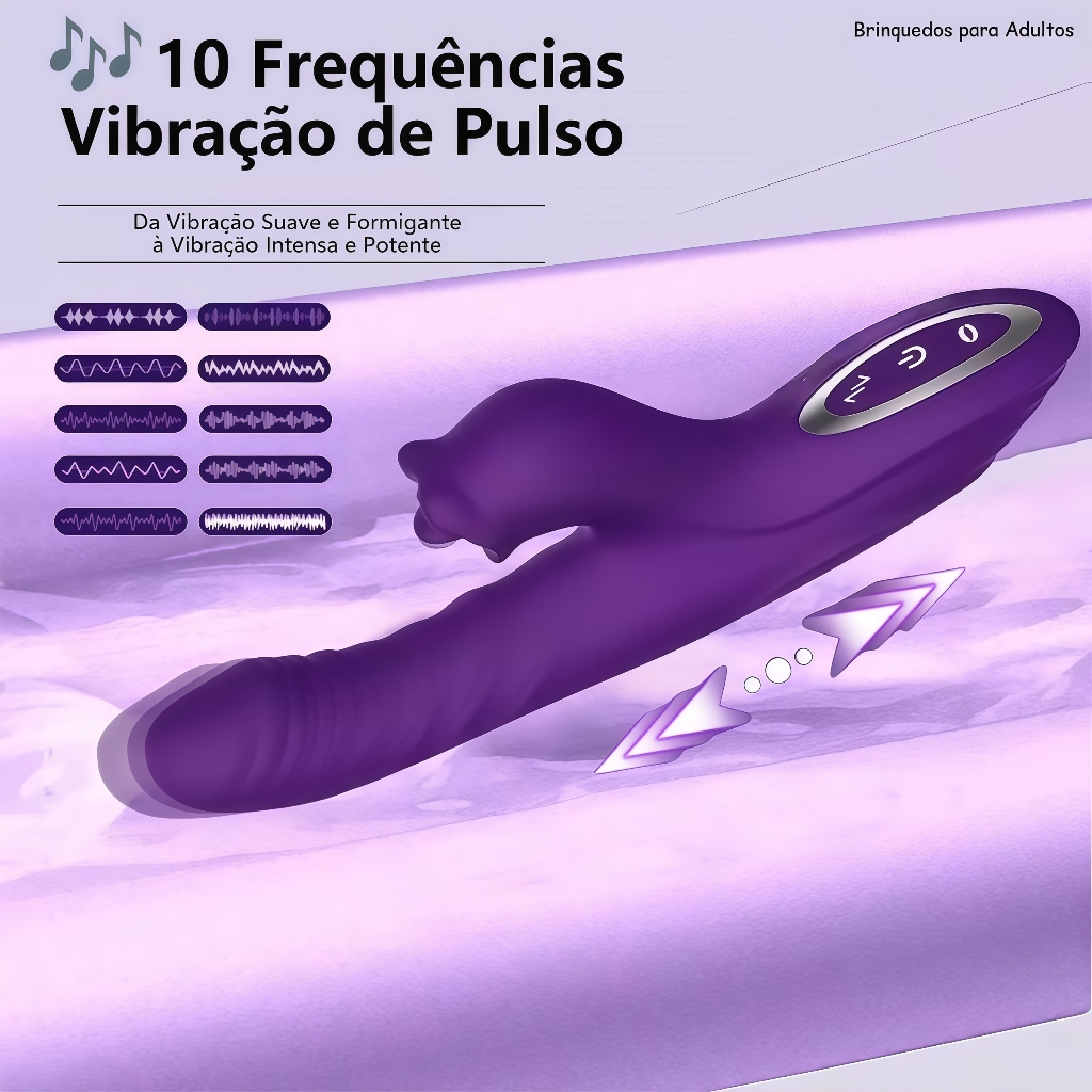 Vibrador Duplo Retrátil · Estímulo de Língua, Clitóris e Ponto G · Sensação Intensa