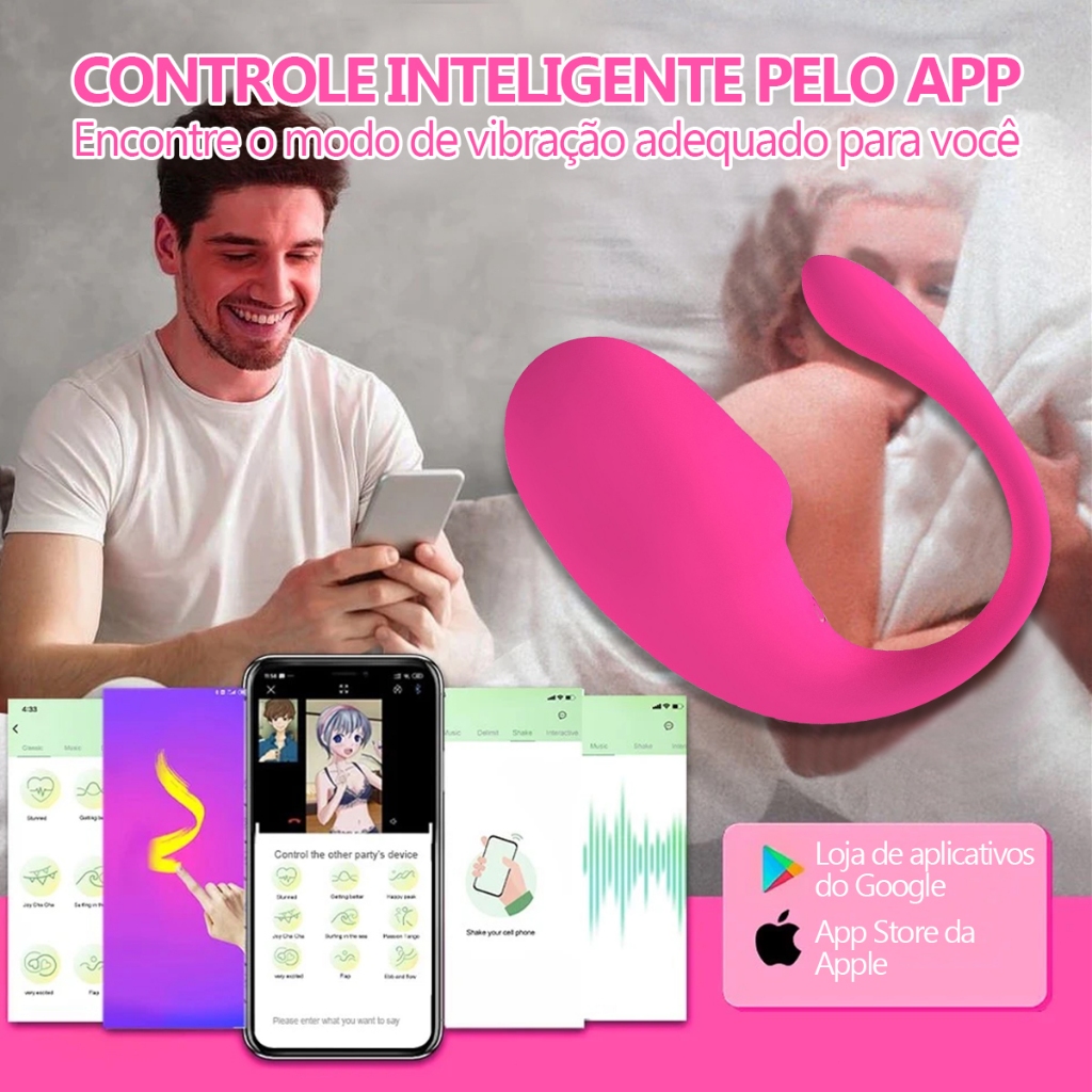 Vibrador Casal Bluetooth APP Controle • Recarregável • À Prova D'água • Envio 100% Discreto