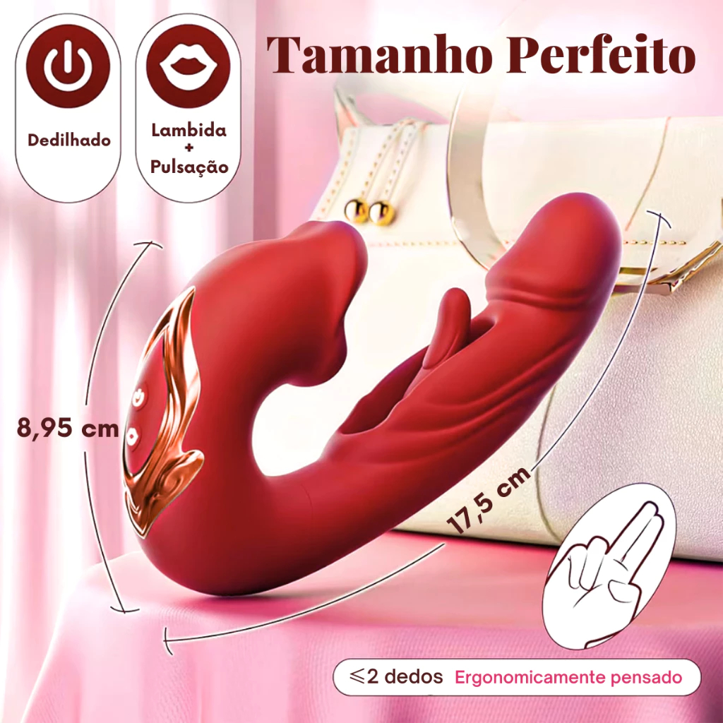 Vibrador de Estimulação Tripla em Forma de U, 19 Modos de Vibração Potentes, Silicone Macio