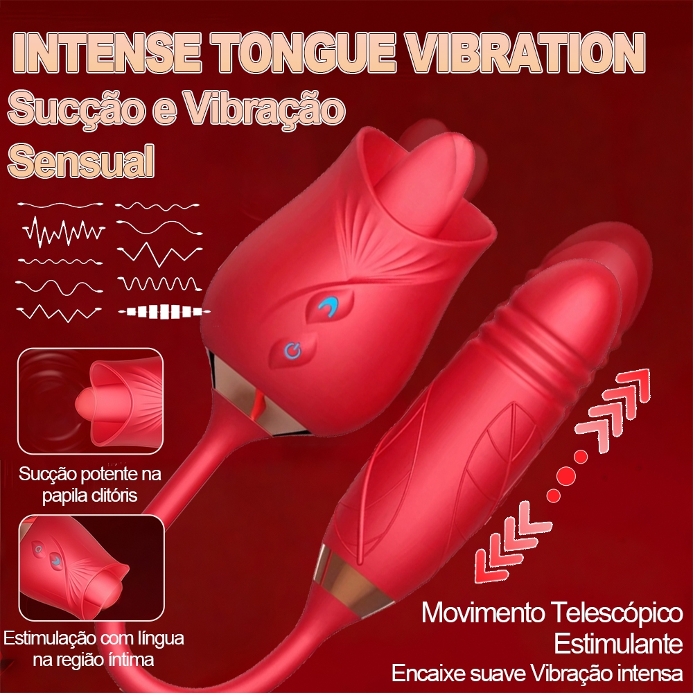 Pink Flower Shaped Double Clitoral Stimulator and Rechargeable G-Spot Vibrator for Women