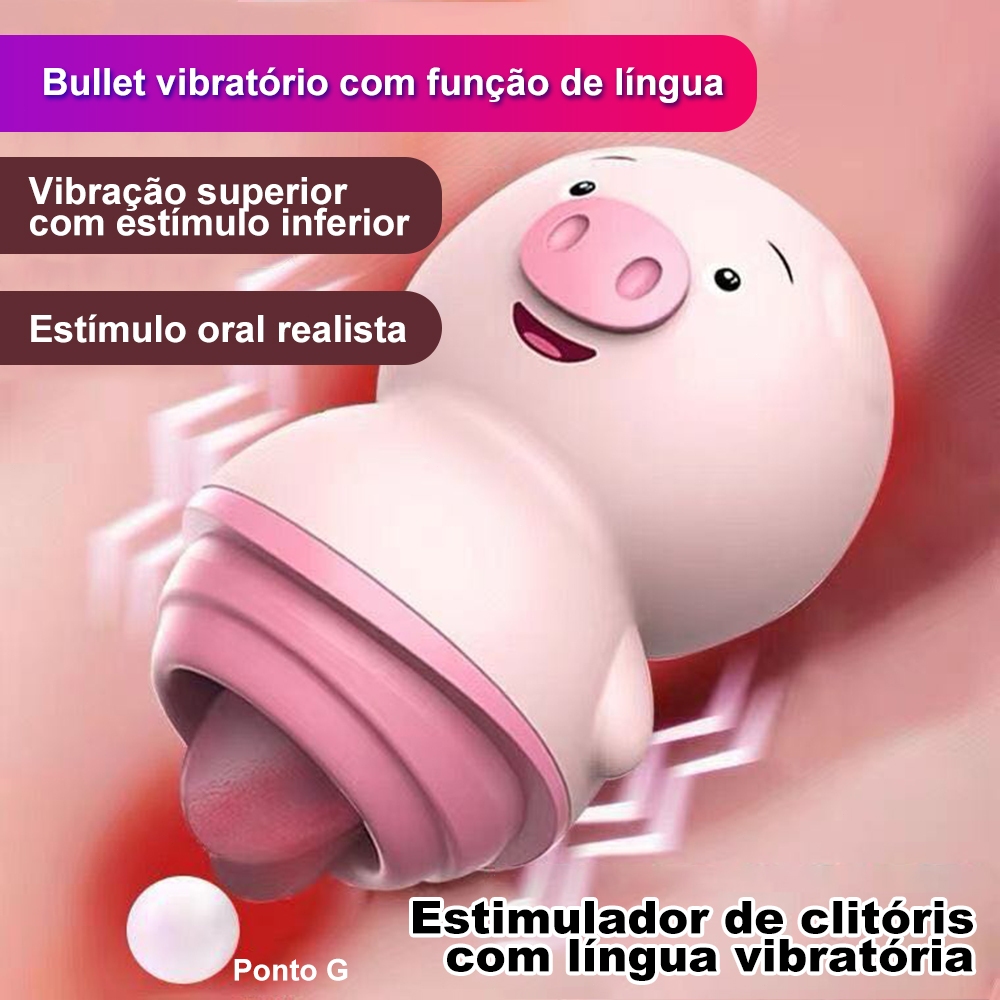 Vibrador Porquinho com Língua – Recarregável e Sem Fio para Estímulo Feminino