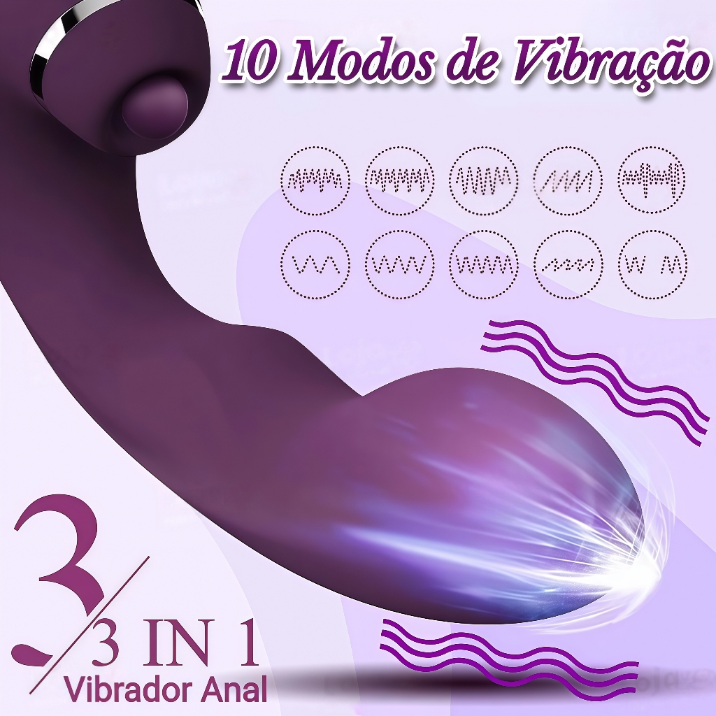 Vibrador e Estimulador Recarregável 3 em 1 para Clitóris/Vagina/Ponto G com Sucção Potente