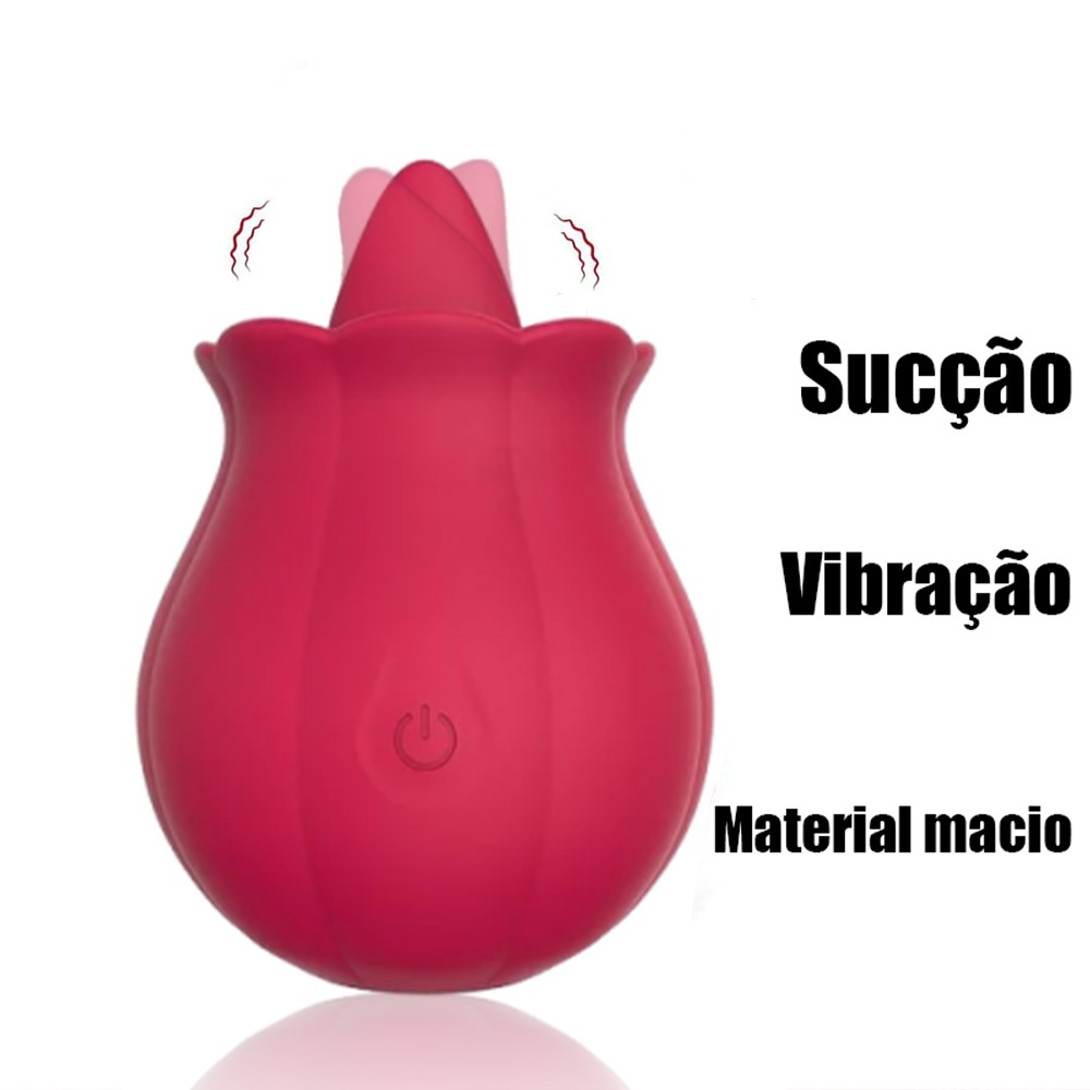 Vibrador de Língua com Sucção 7 Modos Silicone Macio Recarregável