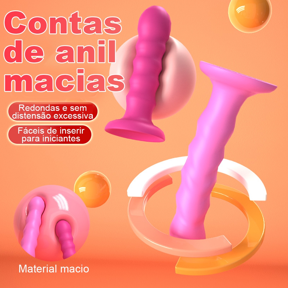 Contas Anais de Silicone Macias Plug Anal com Esferas Estímulo Progressivo Fácil de Inserir para Iniciantes