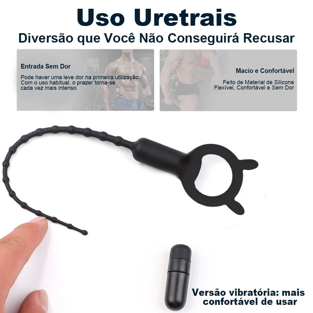 Plug Uretral Masculino Vibratório  Expansão, Estímulo e Sensação Intensa do Pênis