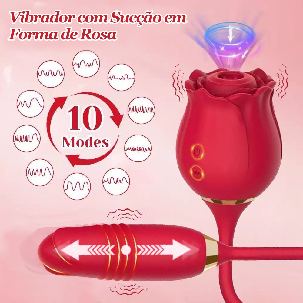 Vibrador Sugador de Clitóris com Função Vai e Vem | 4 em 1: Estímulo Clitóris, mamilos, Vagina e Anal | Recarregável USB