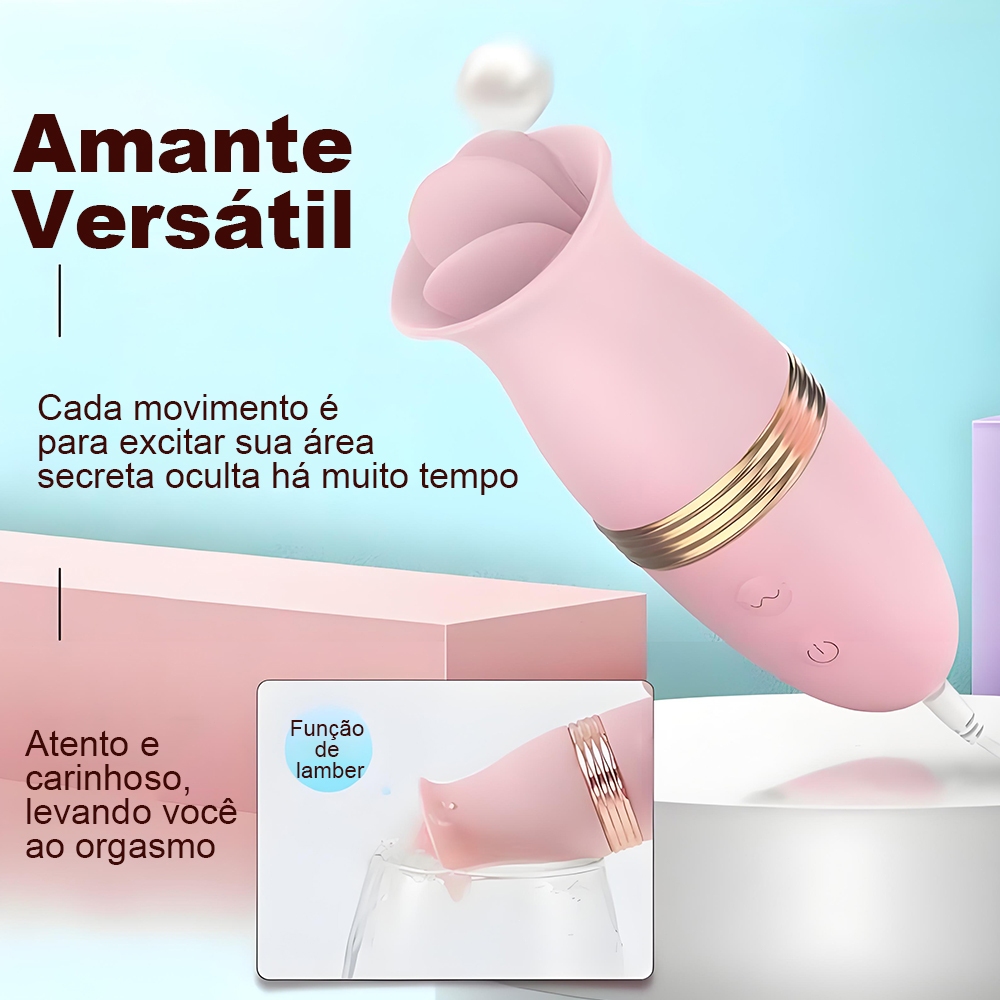 Vibrador com Língua e 2 Ovos para Estímulo Feminino - Silicone Macio, Recarregável, 100% Discreto