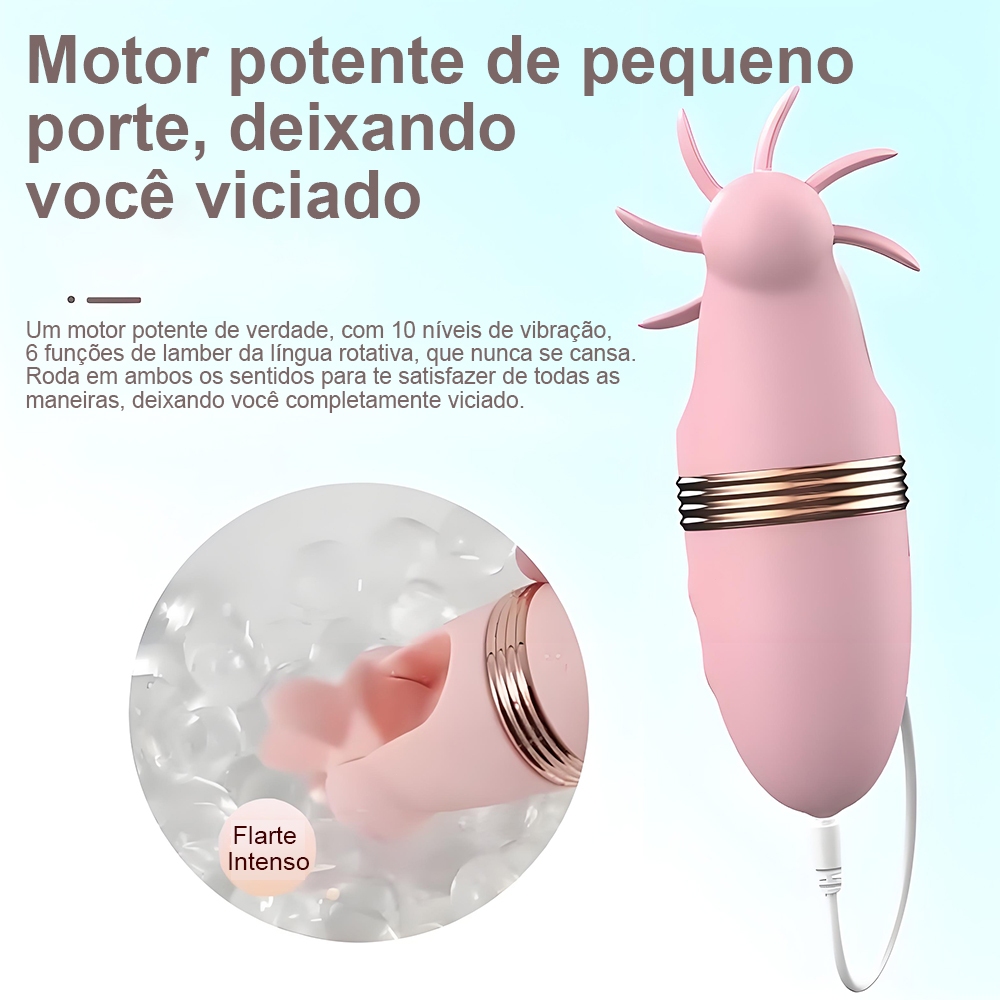 Vibrador com Língua e 2 Ovos para Estímulo Feminino - Silicone Macio, Recarregável, 100% Discreto