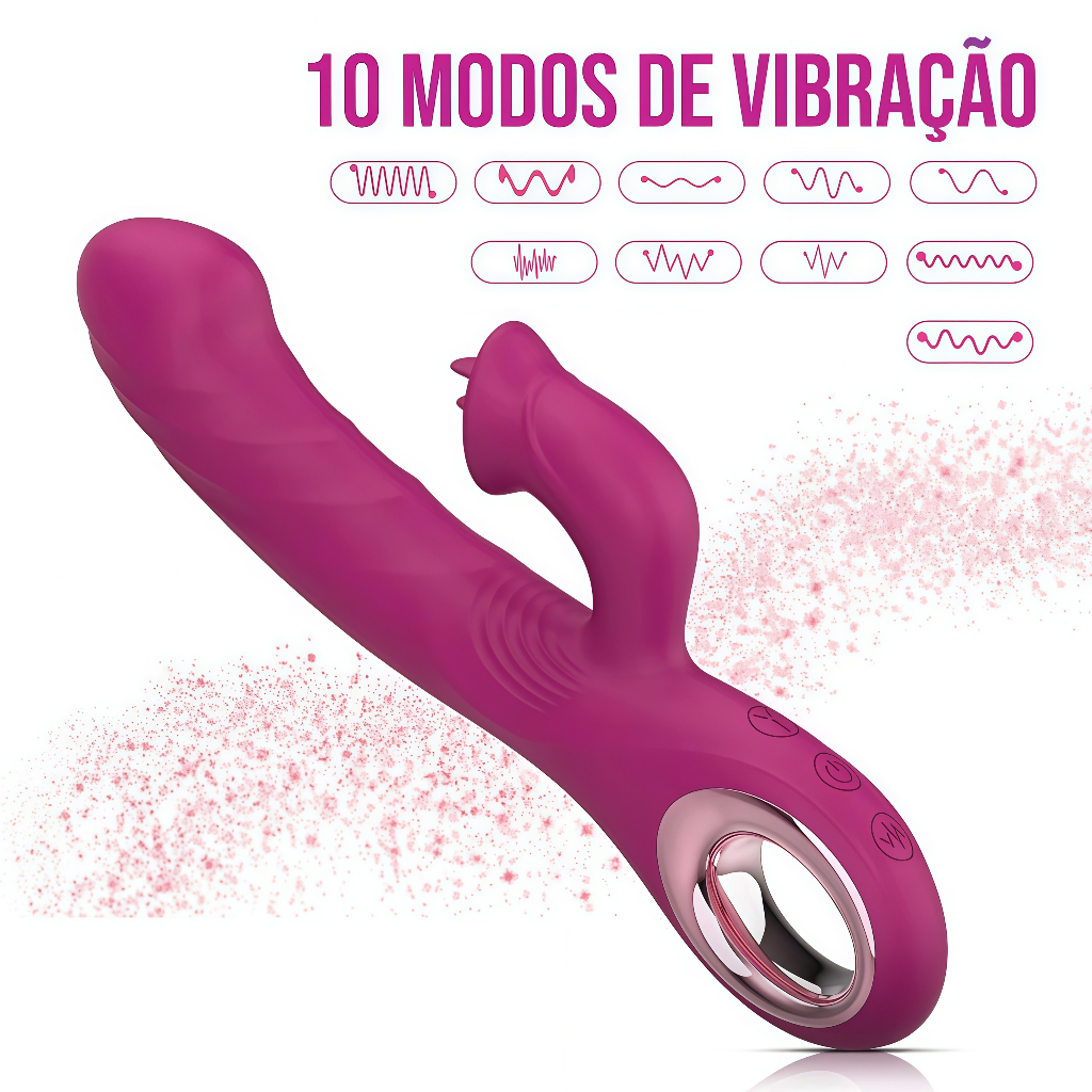 Vibrador Recarregável Potente · 10 Modos Intensos · Estímulo Duplo Ponto G + Clitóris · Puro Prazer
