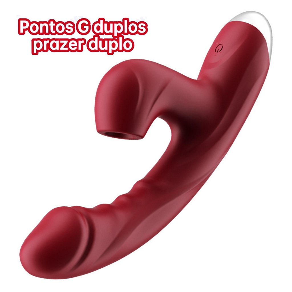 Vibrador Duplo Prazer Ponto G com Estimulador Sugador Clitoriano