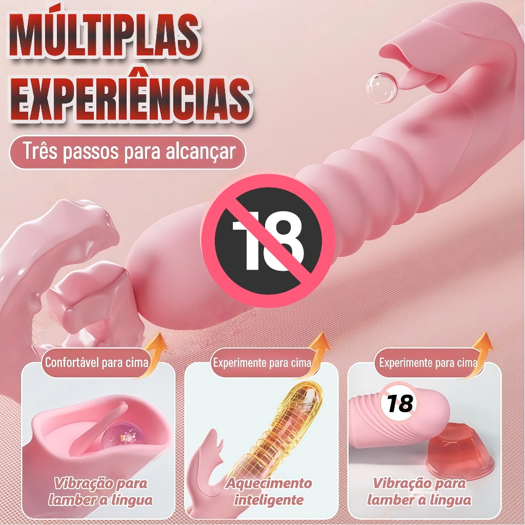 Vibrador Ponto G Luxo função de Telescópico Funciona vai e vem 10 modos de vibração