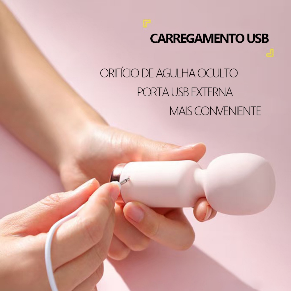 Vibrador Varinha Mágica mini Recarregável 10 modos de vibração Toque Macio
