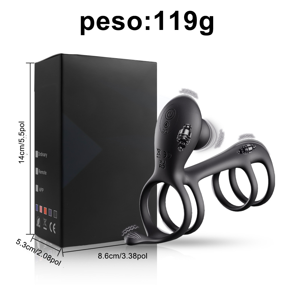 Anel Vibrador Masculino Silicone Recarregável USB 10 Modos Vibração À Prova d’Água Uso Casal Sex Shop
