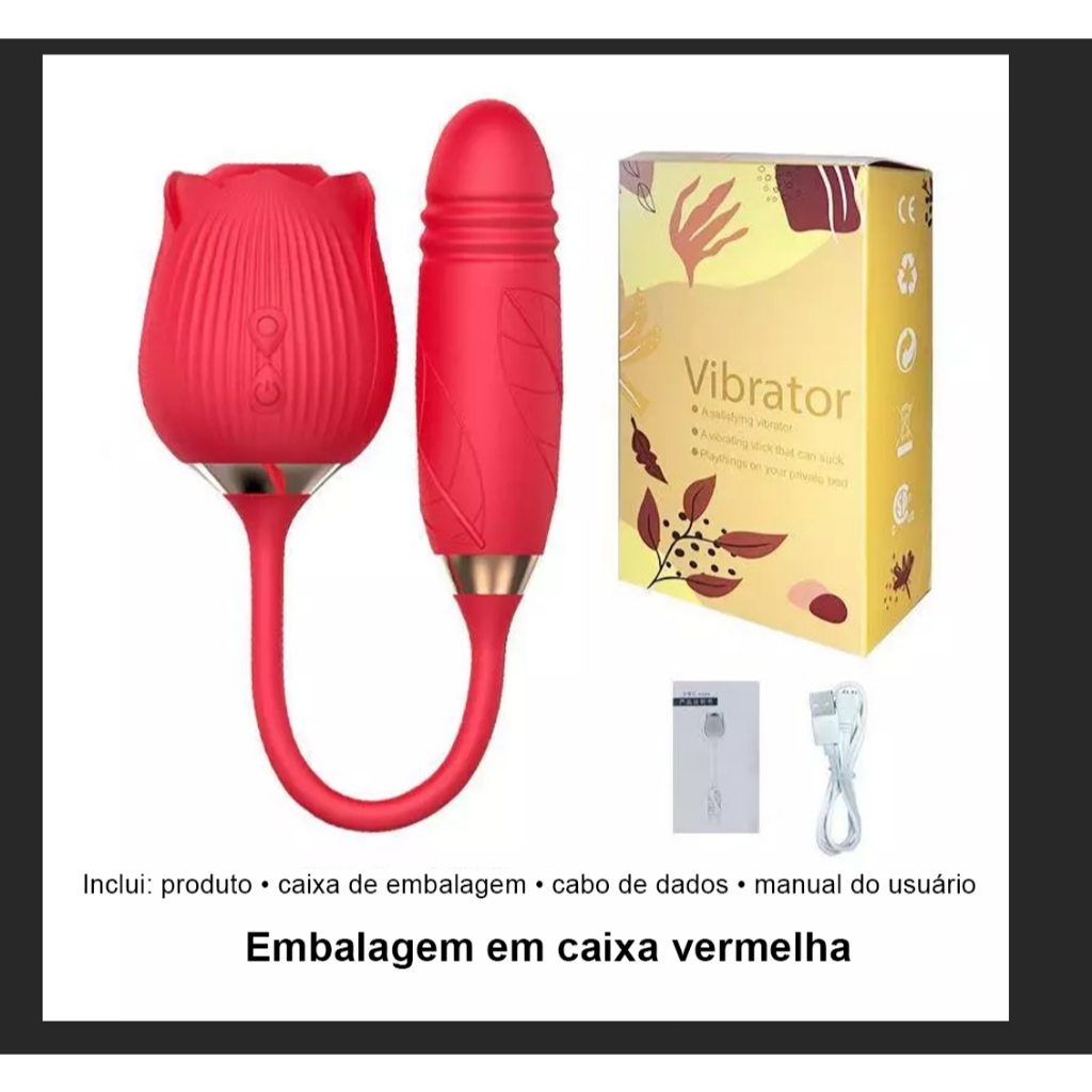 Vibrador Sugador de Clitóris com Função Vai e Vem | 4 em 1: Estímulo Clitóris, mamilos, Vagina e Anal | Recarregável USB