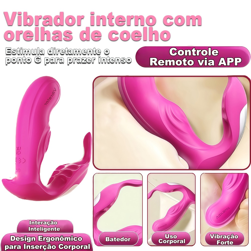 Vibrador Feminino Ponto G Recarregável com Controle Remoto via App, Vibração Forte Silenciosa
