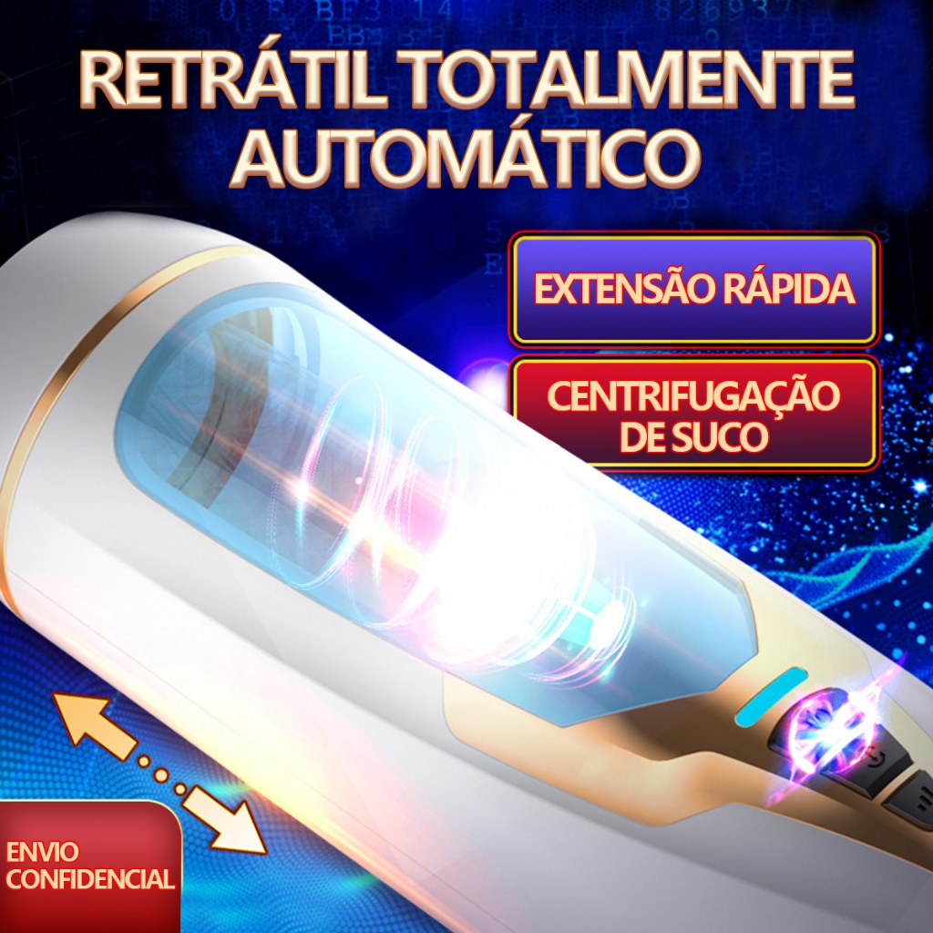Masturbador Masculino com Rotação e Telescópico – Recarregável USB, Tipo Lanterna | Envio Discreto