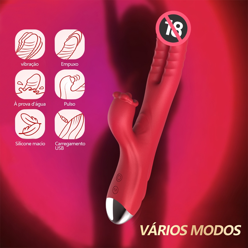 Vibrador Duplo Realista Recarregável – Silicone Macio e Silencioso