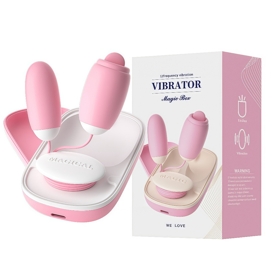Vibrador Duplo 2 em 1 – Sucção + Vibração, 12 Modos, USB-C, Silencioso, 2 Cores