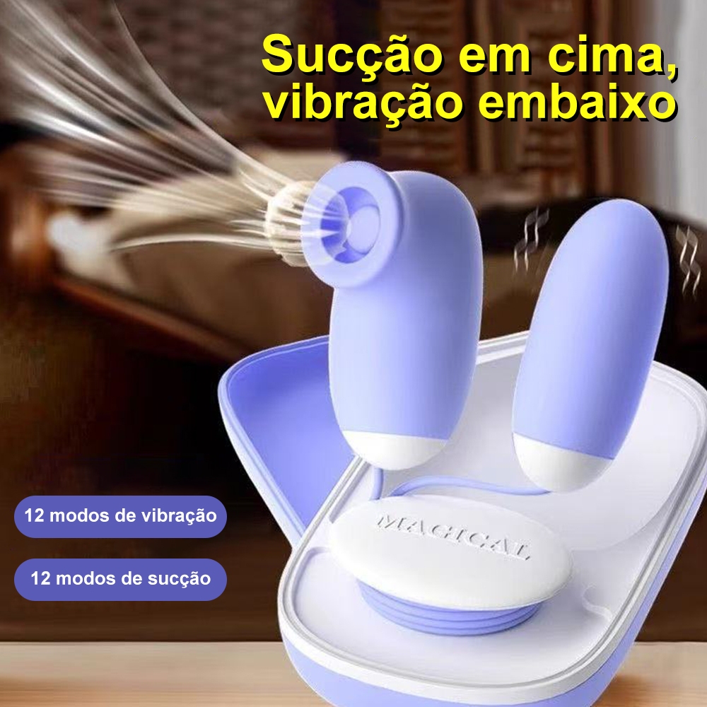 Vibrador Duplo 2 em 1 Sucção + Vibração 12 ModosUSB Silencioso Estimulador Clitoriano,razer Feminino